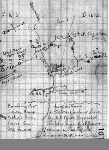 Hand-drawn map of World War I trenches by  Wharton Collinge